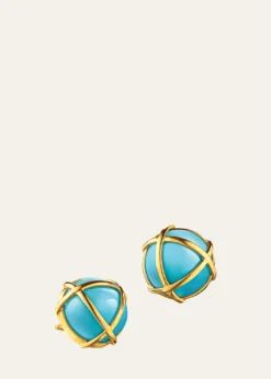 Verdura18K Yellow Gold Turquoise Caged Earrings