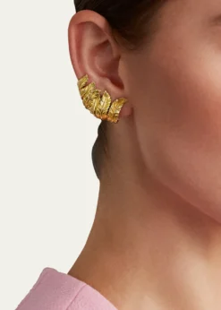 VerduraYellow Gold Feather Ear Cuffs