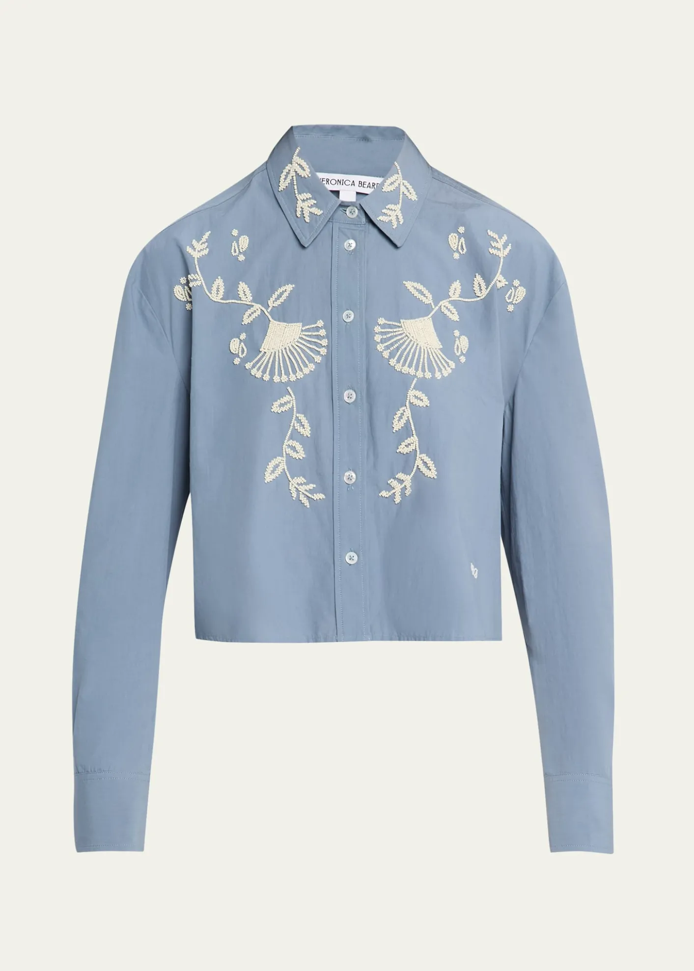 Veronica BeardAderes Embroidered Cropped Cotton Shirt