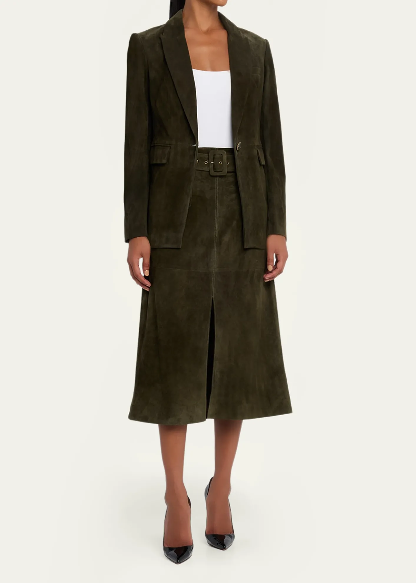 Veronica BeardAlexie Suede Midi Skirt