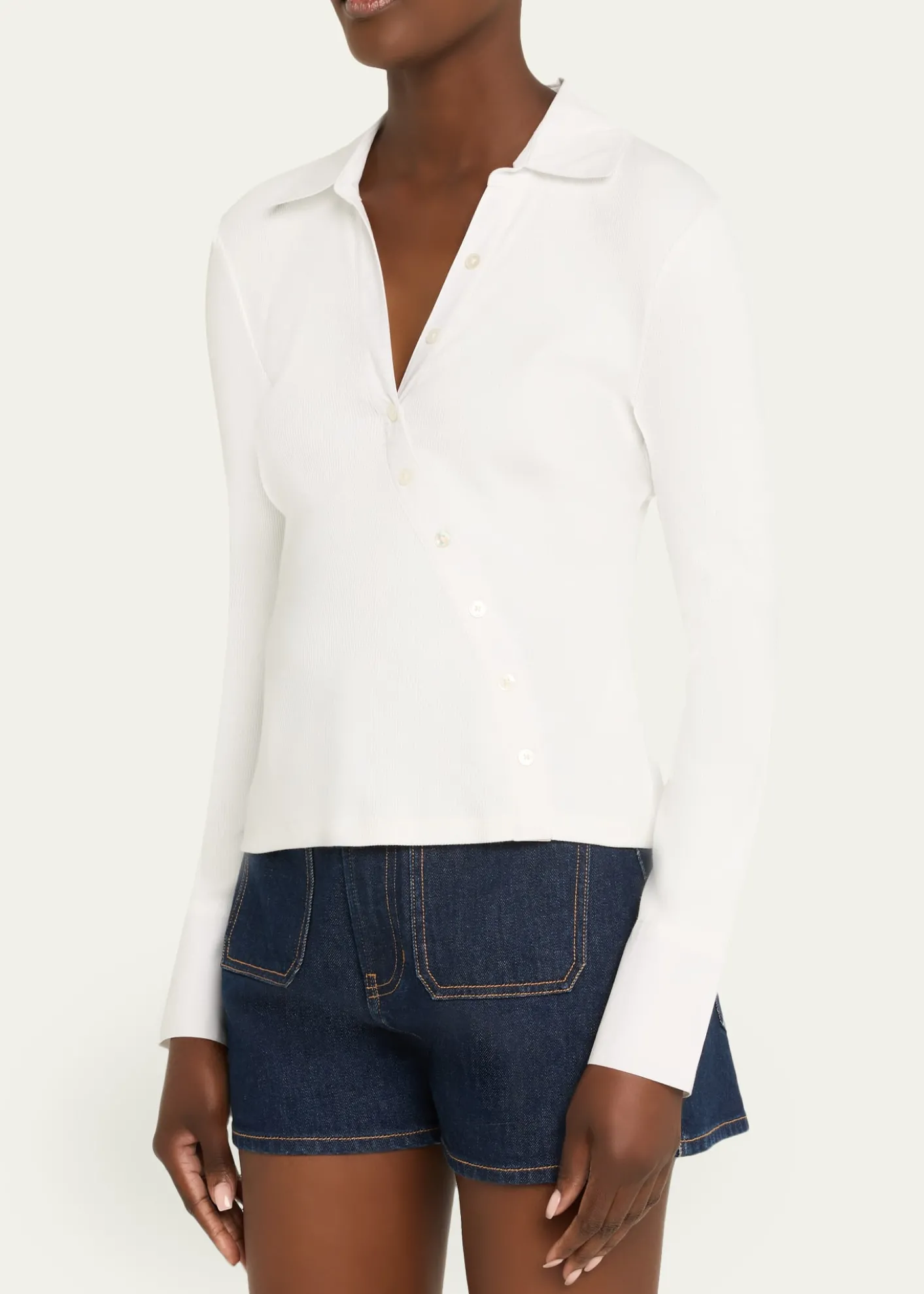 Veronica BeardBrenner Long-Sleeve Asymmetric Button Top