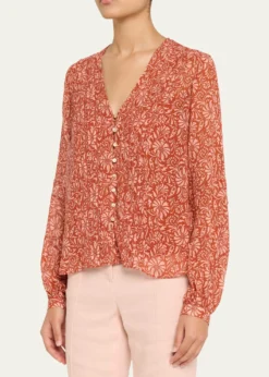 Veronica BeardCalvin Printed Long-Sleeve Blouse