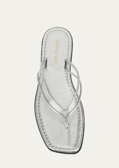 Veronica BeardClea Metallic Leather Jelly Thong Sandals