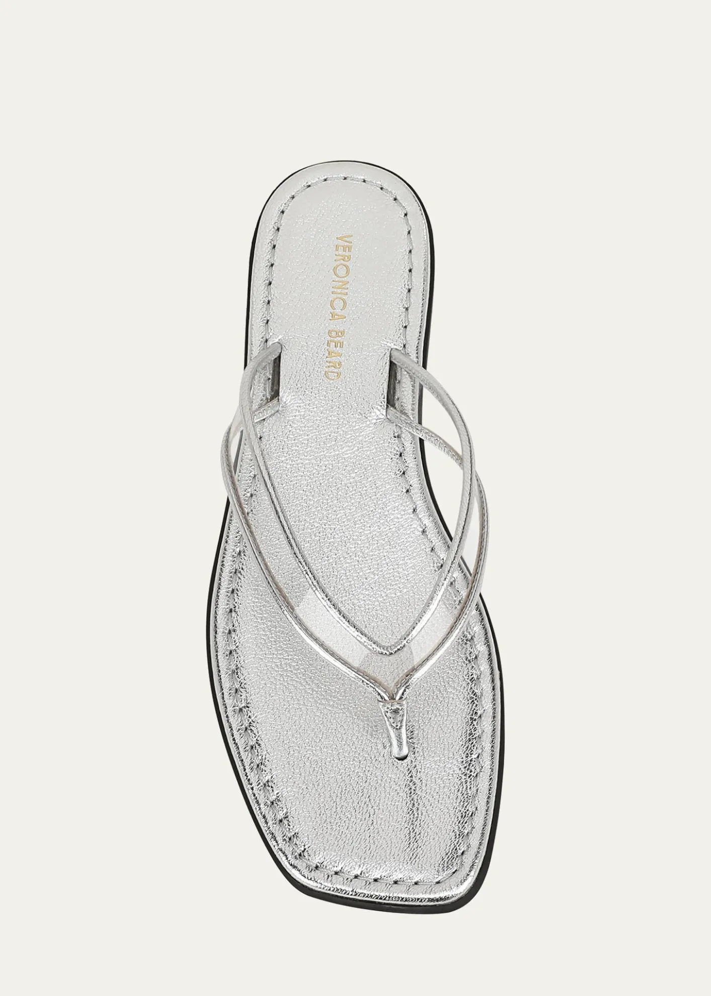 Veronica BeardClea Metallic Leather Jelly Thong Sandals