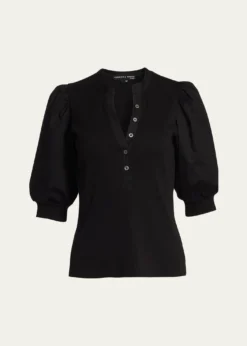 Veronica BeardCoralee Puff Sleeve Button-Front Top