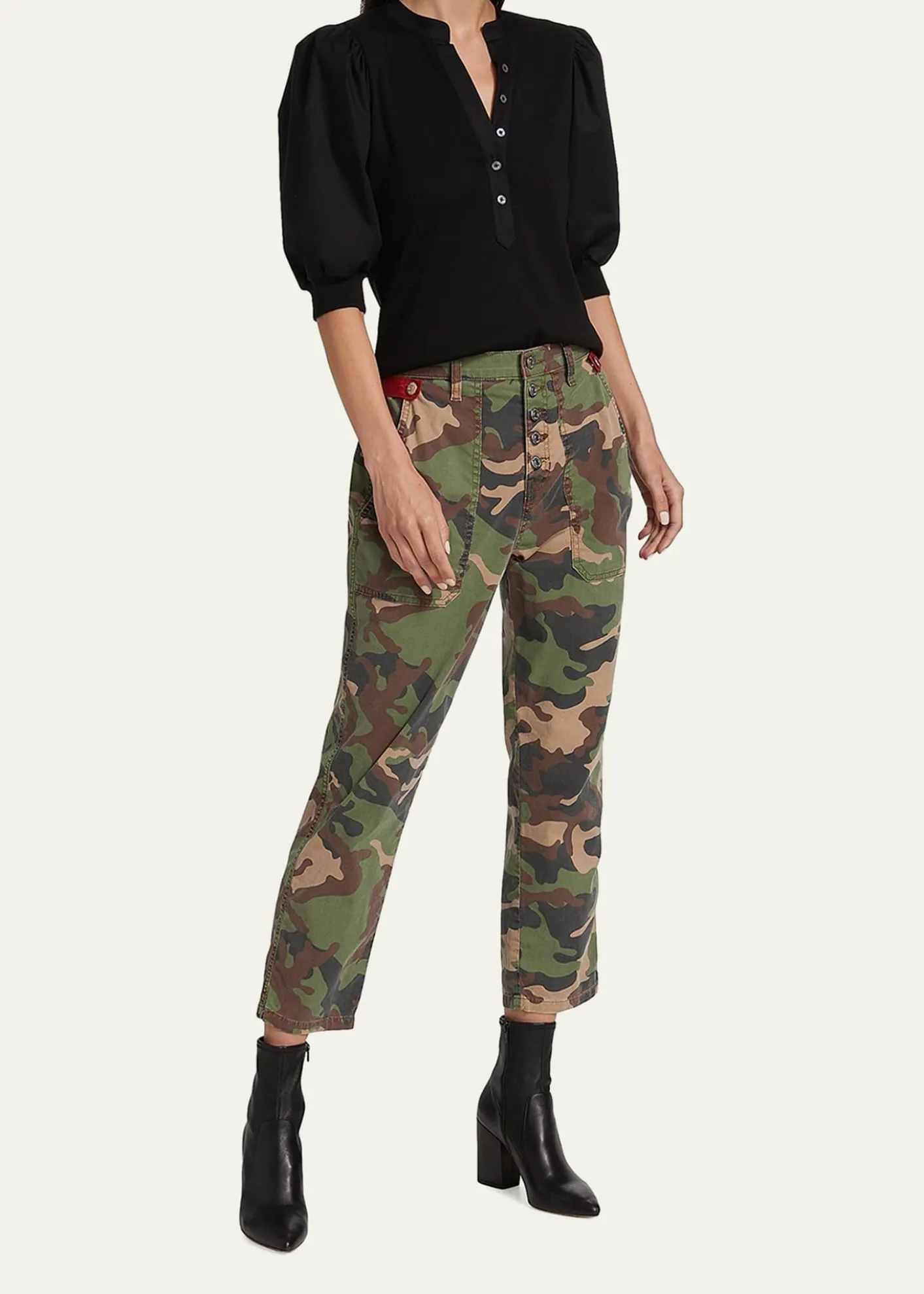 Veronica BeardCoralee Puff Sleeve Button-Front Top
