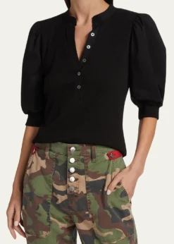 Veronica BeardCoralee Puff Sleeve Button-Front Top