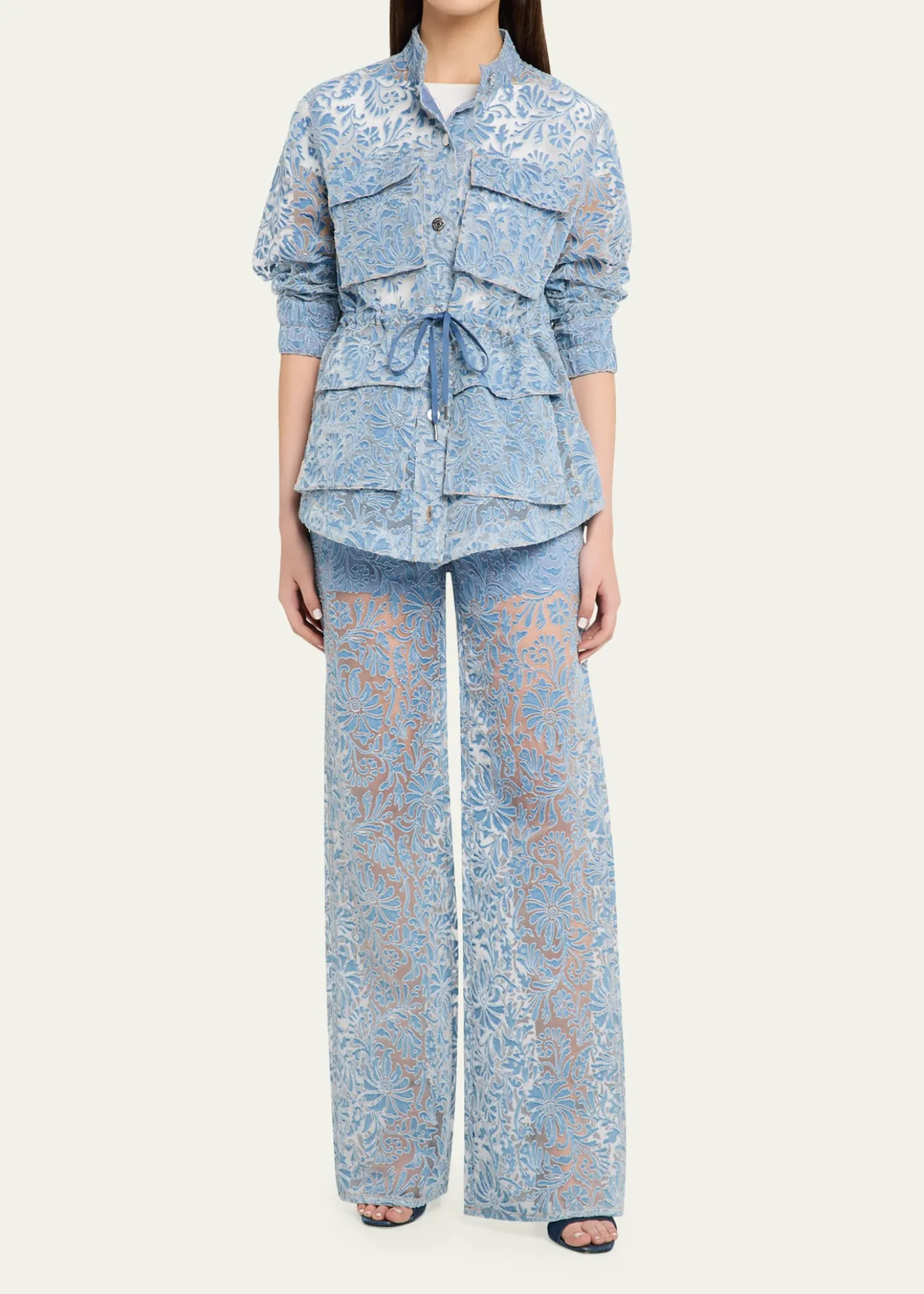 Veronica BeardLane Sheer Floral Denim Jacket