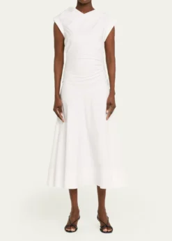 Veronica BeardLisette Drop-Waist Stretch Cotton Midi Dress