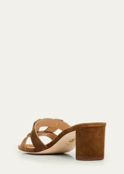 Veronica Beard55mm Via Suede Block-Heel Sandals
