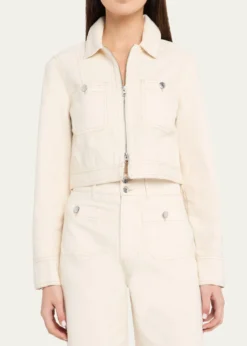 Veronica BeardPatty Cropped Denim Moto Jacket