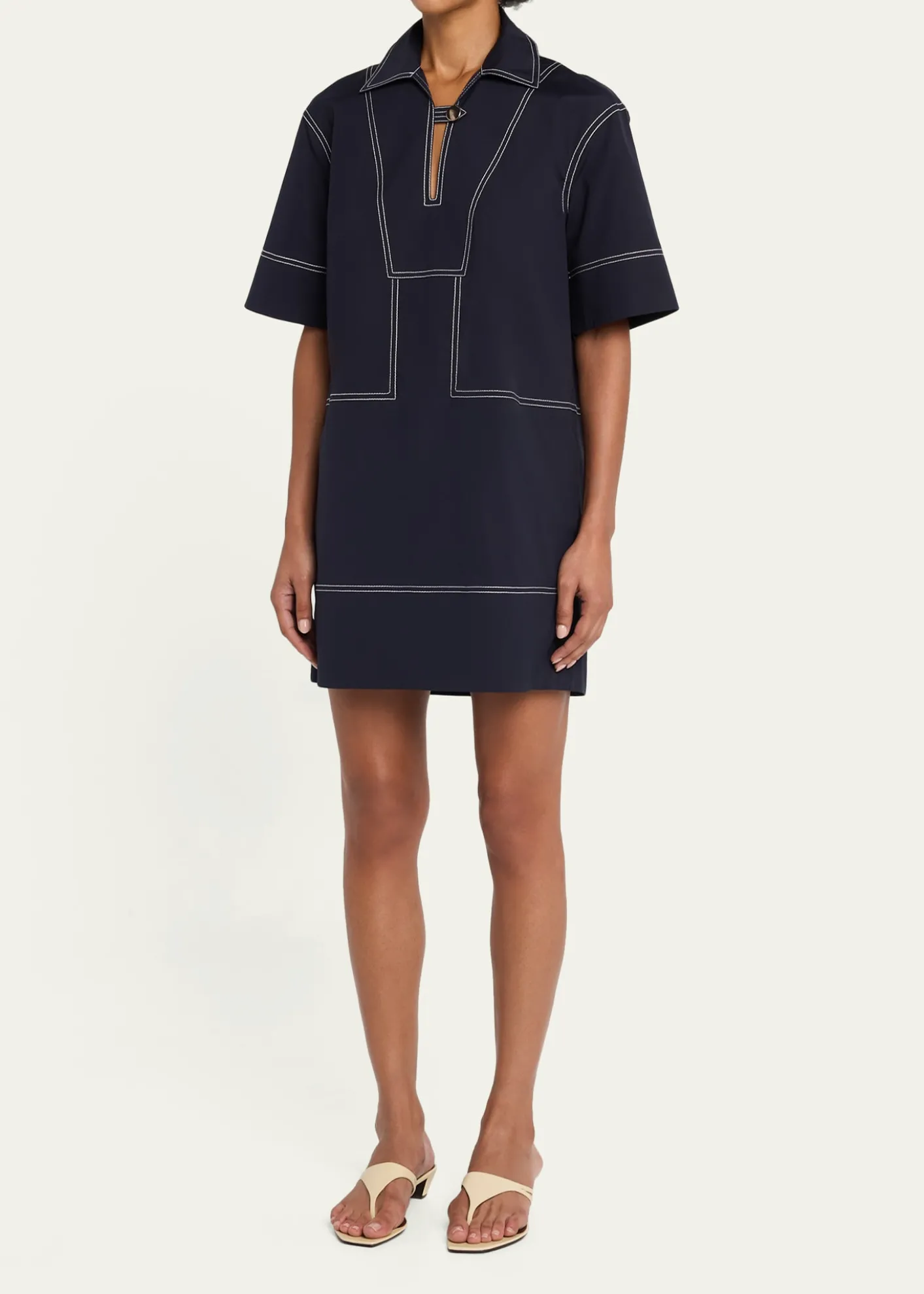 Veronica BeardPhelix Cotton Poplin Mini Tunic Dress