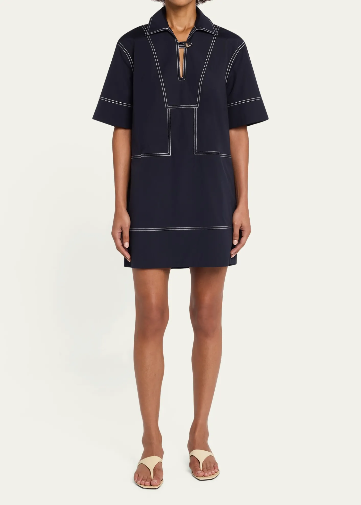 Veronica BeardPhelix Cotton Poplin Mini Tunic Dress