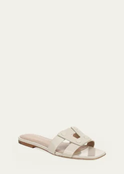 Veronica BeardVia Patent Leather Flat Slide Sandals