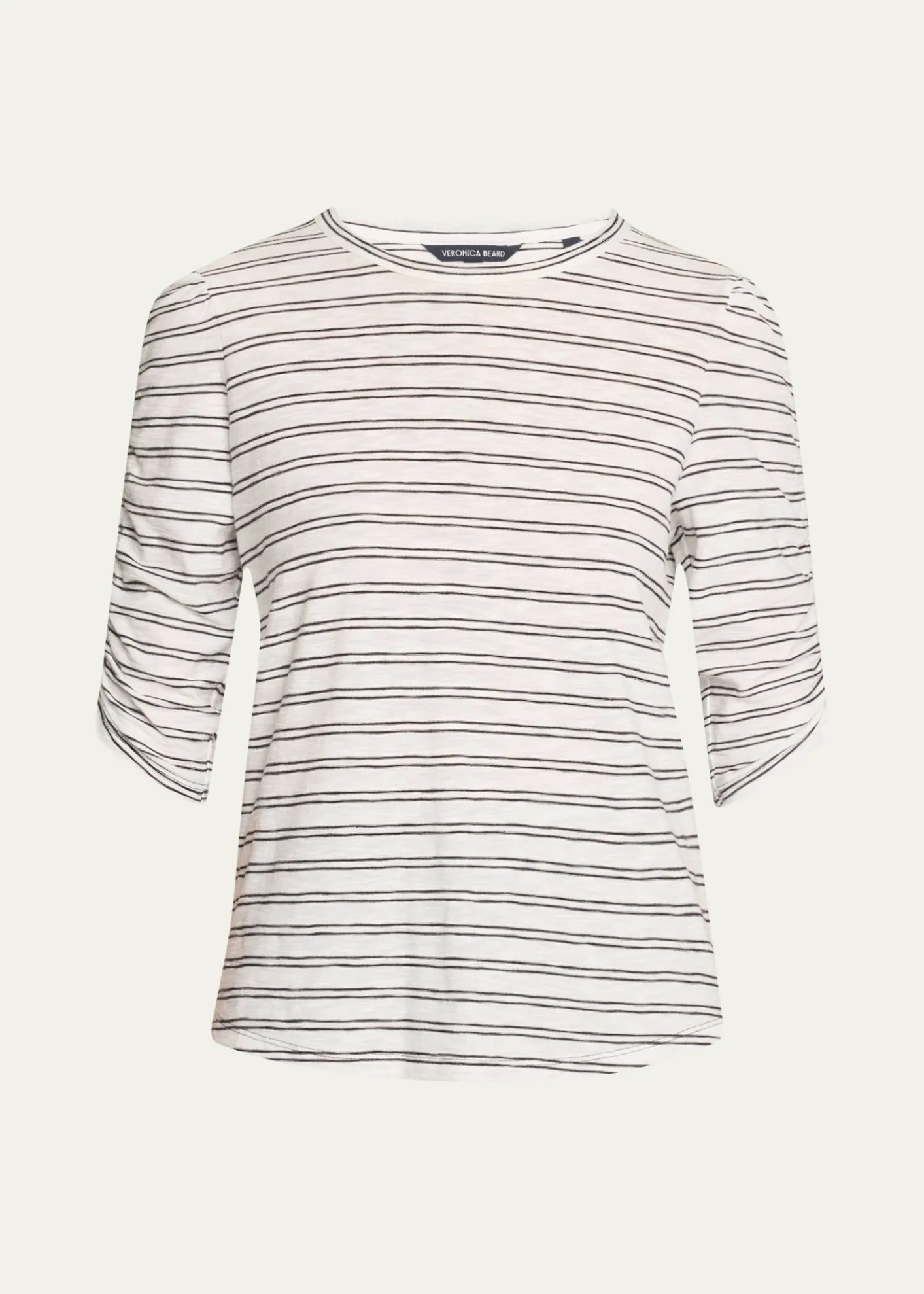 Veronica BeardWaldorf Stripe Ruched-Sleeve Tee