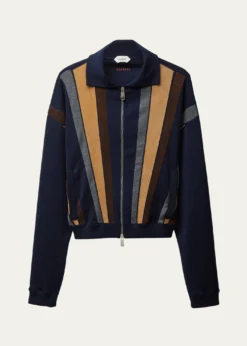 VersaceColorblocked Wool-Blend Zip-Up Blouson Jacket