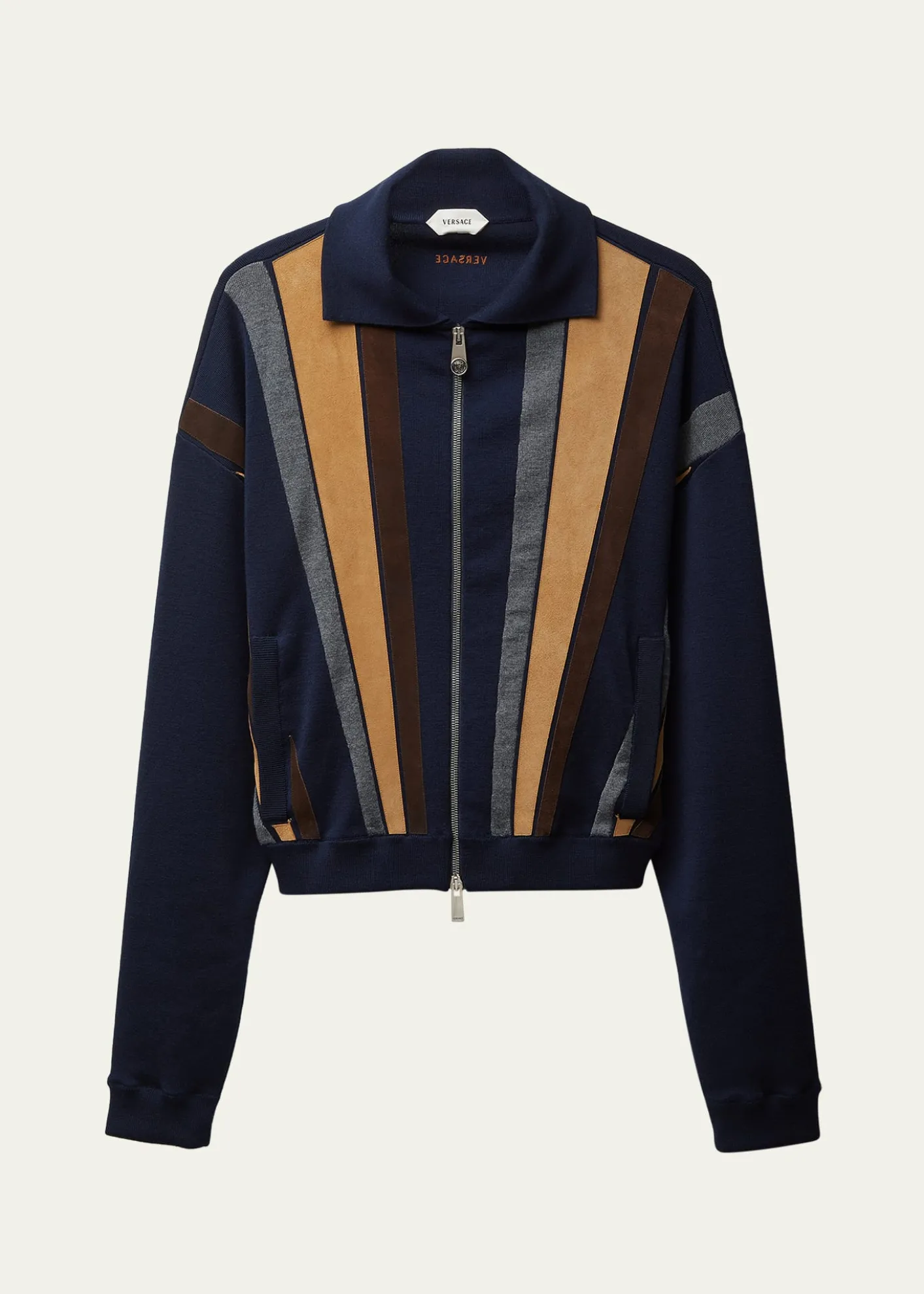 VersaceColorblocked Wool-Blend Zip-Up Blouson Jacket