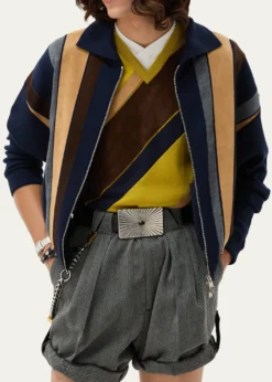 VersaceColorblocked Wool-Blend Zip-Up Blouson Jacket