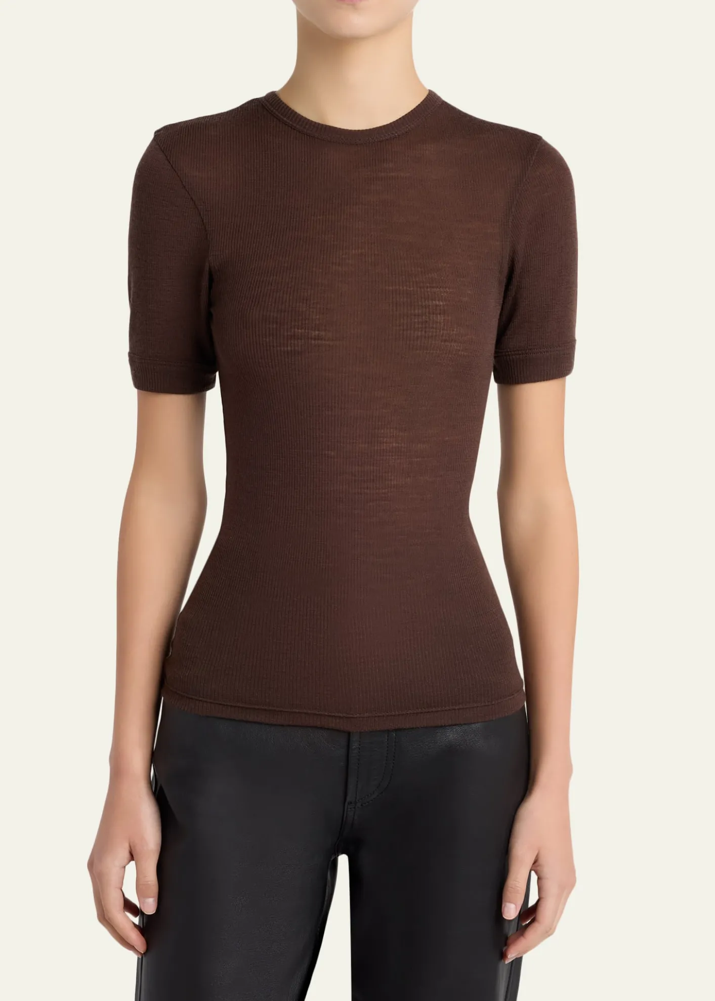 VersaceCrewneck Ribbed Wool Tee