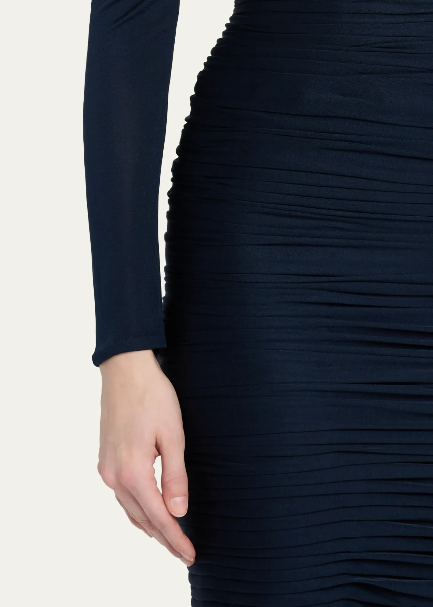 VersaceGathered Long-Sleeve Midi Dress