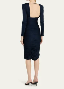 VersaceGathered Long-Sleeve Midi Dress