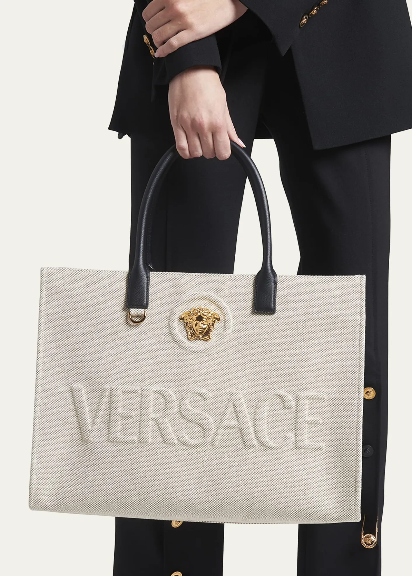 VersaceLa Medusa Logo Canvas Tote Bag