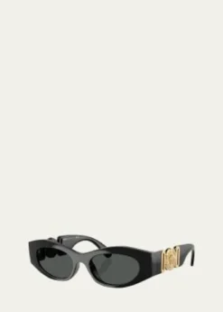 VersaceMedusa Embellished Oval Plastic Sunglasses, 51MM