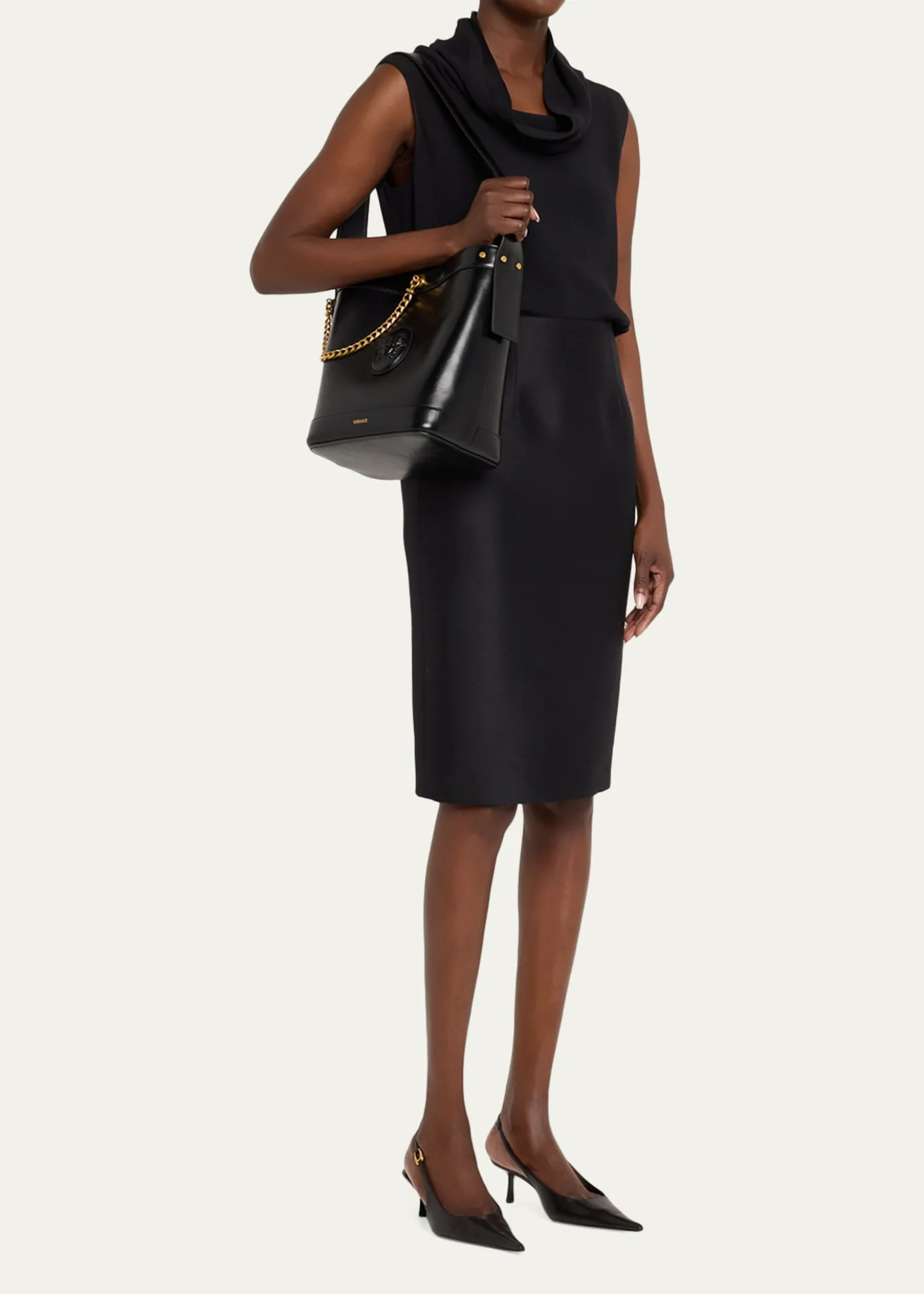 VersaceMedusa Leather Bucket Bag