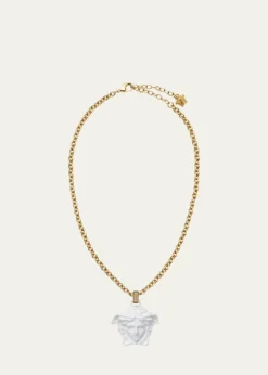VersaceMedusa Pendant Necklace, White