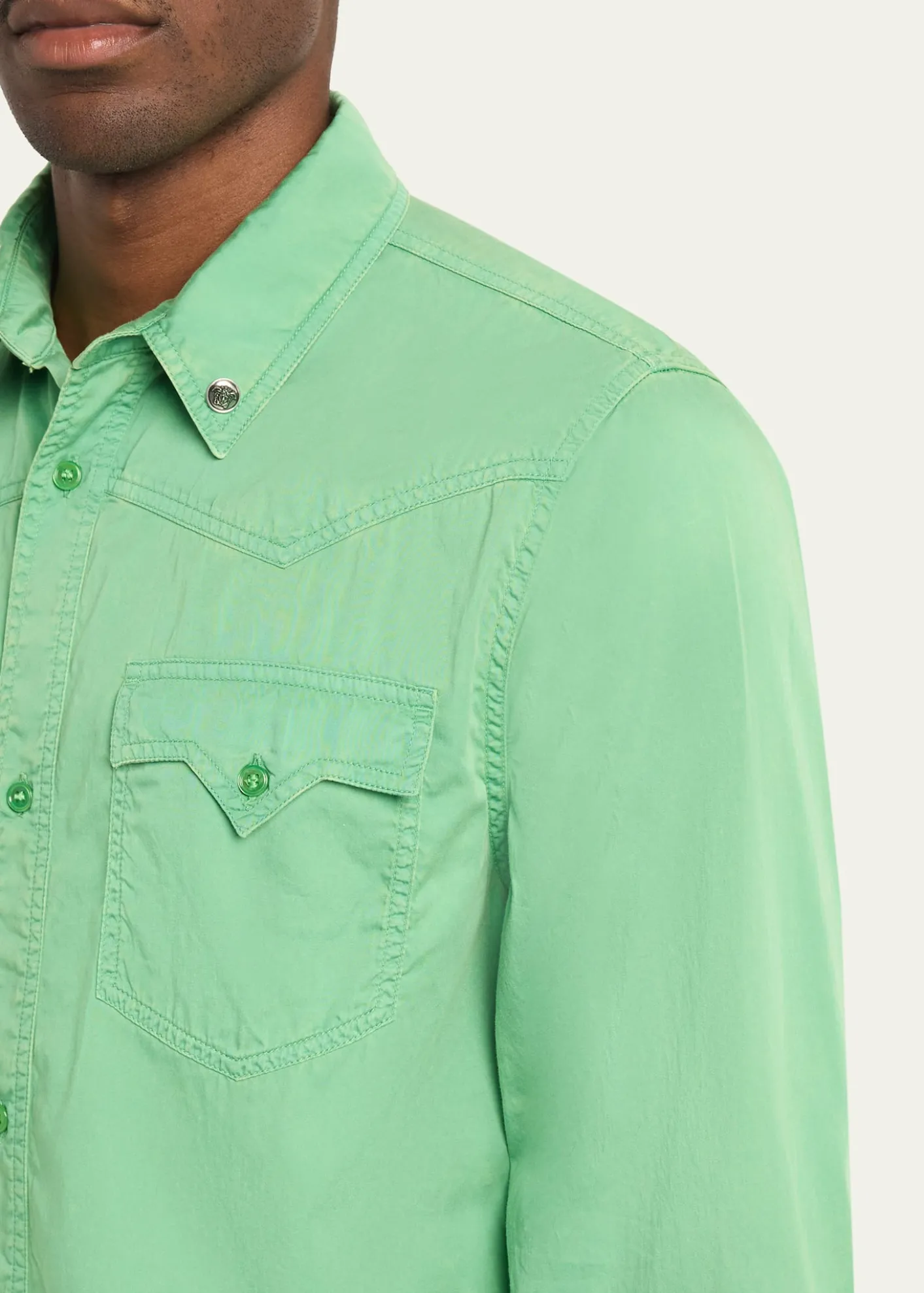 VersaceMen's Medusa-Coin Cotton Western Shirt