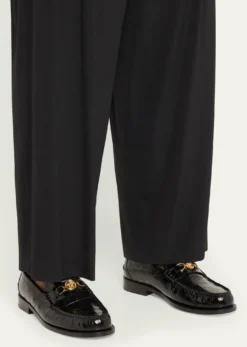VersaceMen's Croc-Effect Medusa Coin Bit Loafers