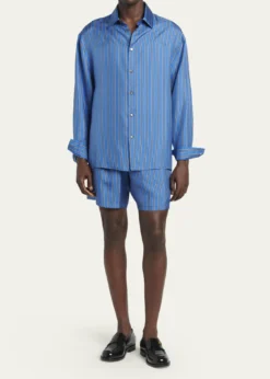 VersaceMen's Meander Print Silk Shorts