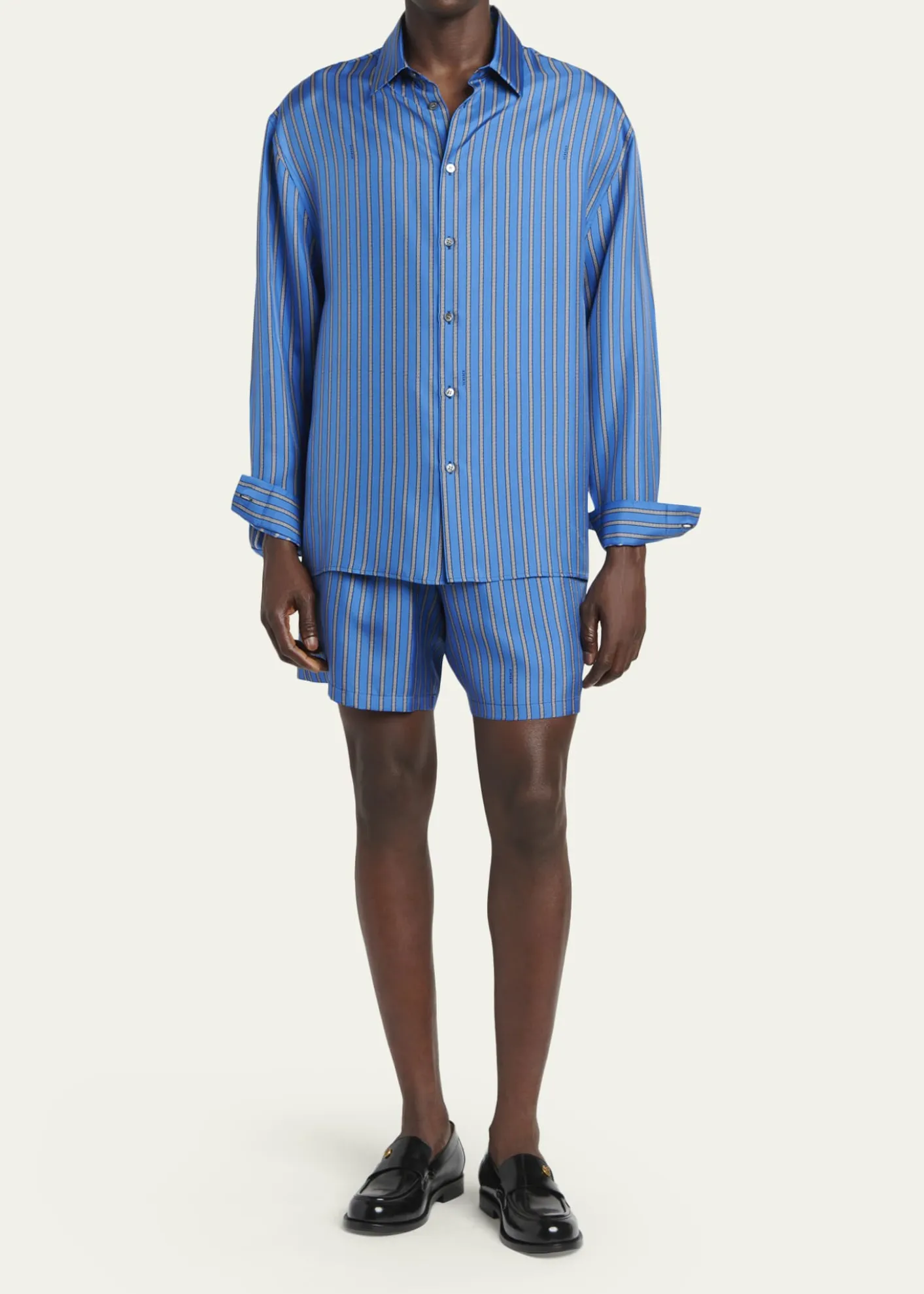 VersaceMen's Meander Print Silk Shorts