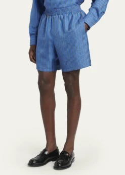 VersaceMen's Meander Print Silk Shorts