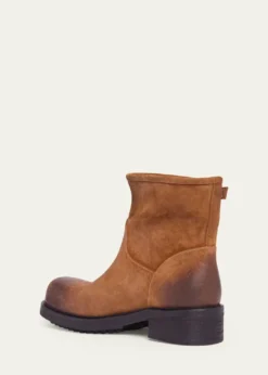 VersaceMen's Suede La Medusa Buckle Ankle Boots