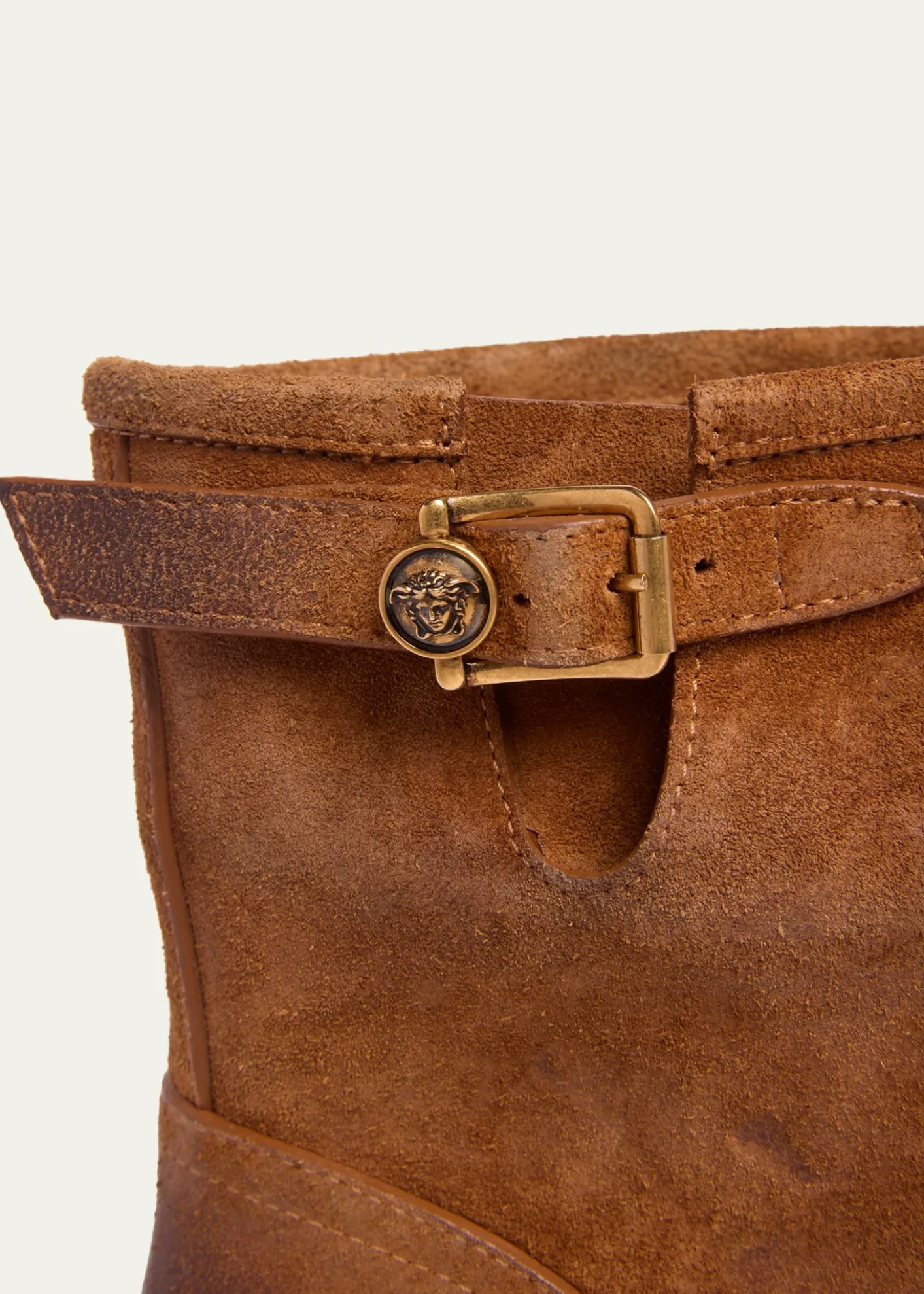 VersaceMen's Suede La Medusa Buckle Ankle Boots