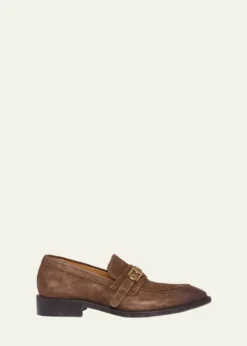 VersaceMen's Suede La Medusa Buckle Loafers