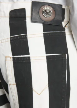 VersaceMen's Two-Tone Greca Paneled Straight-Leg Pants