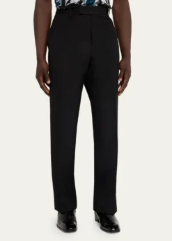 VersaceMen's Wool Straight Leg Flat-Front Trousers