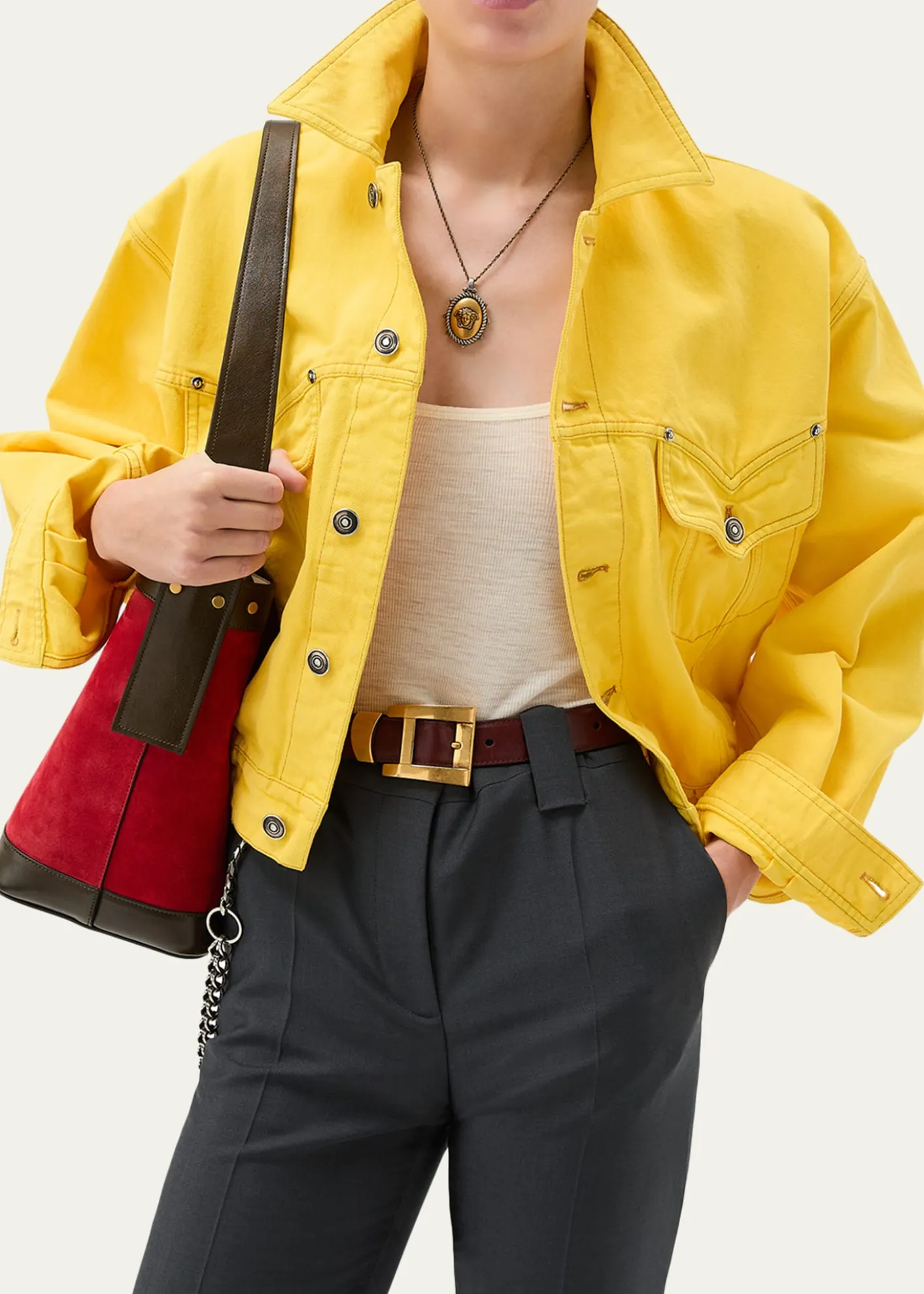 VersaceOversized Blouson Denim Jacket