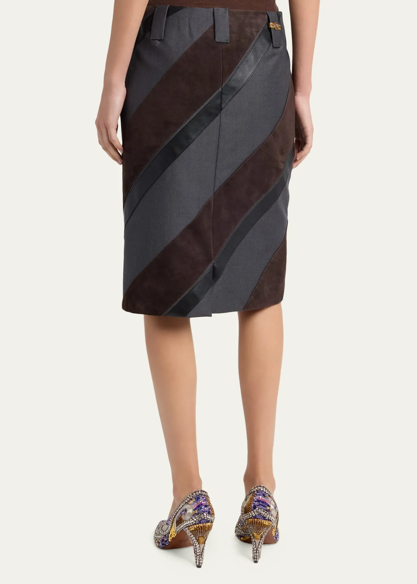 VersacePaneled Midi Skirt