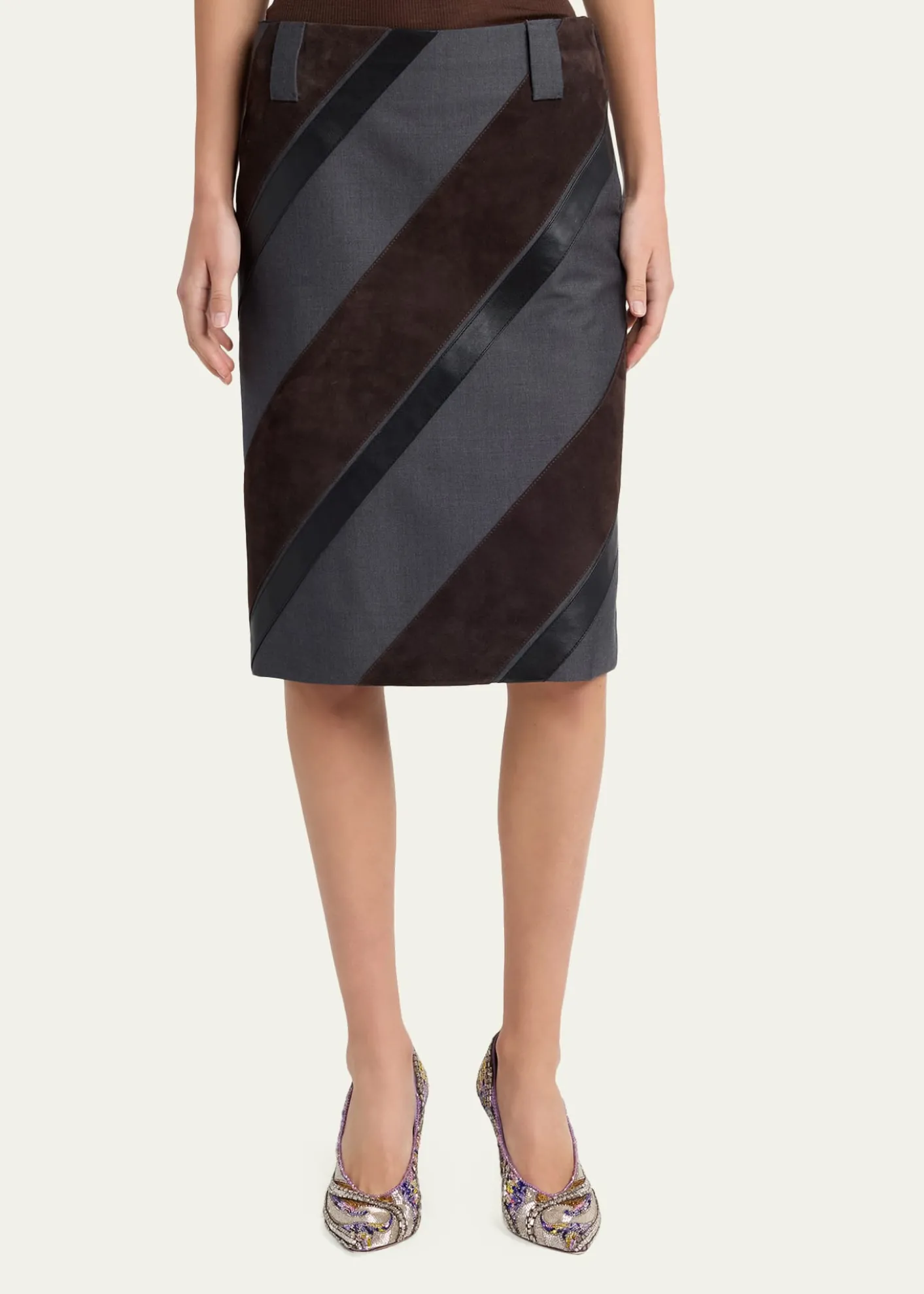 VersacePaneled Midi Skirt
