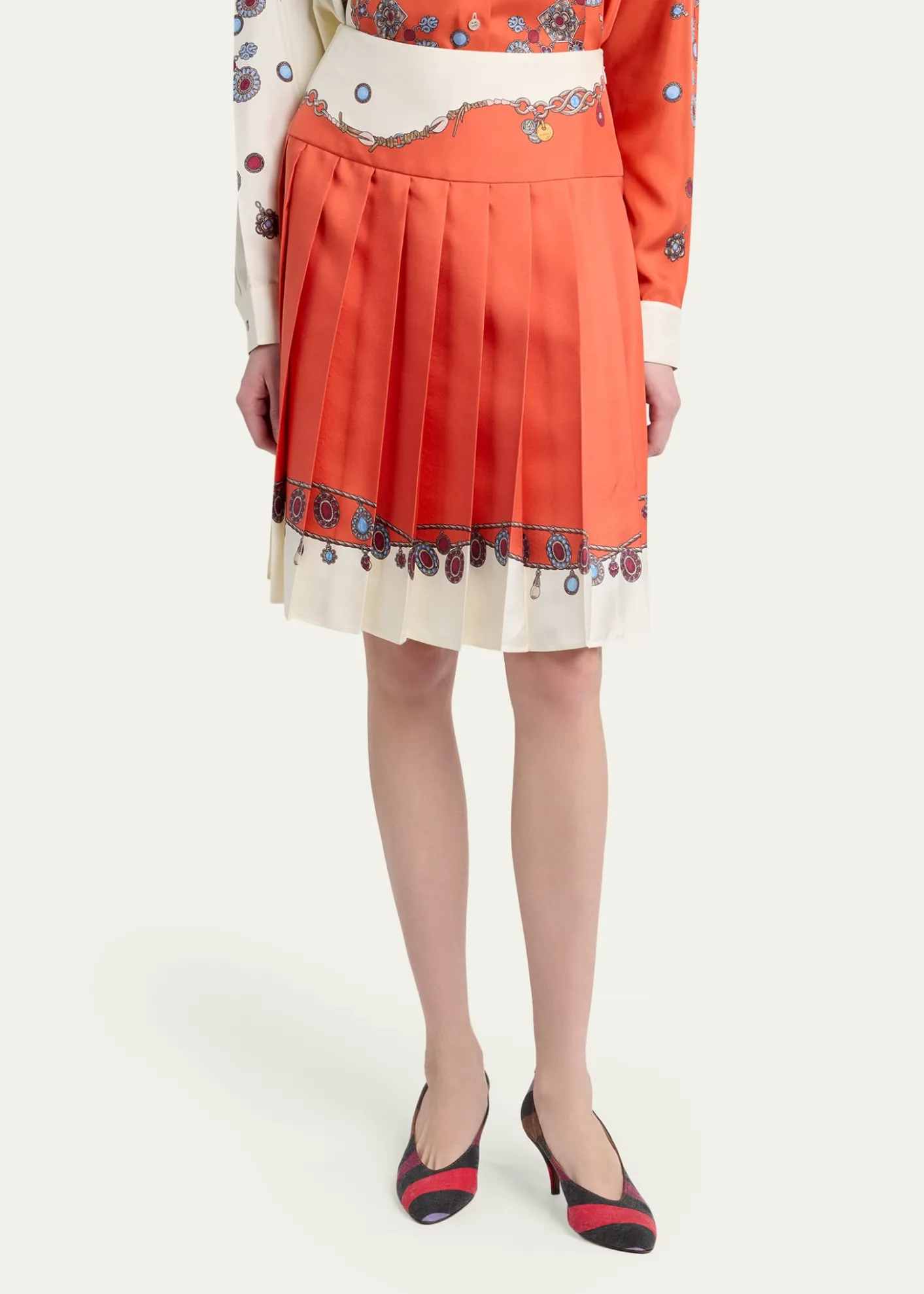 VersacePrinted Silk Twill Skirt