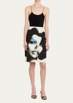 VersacePrinted Silk Twill Skirt
