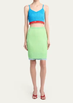 VersaceRibbed Lace Skirt