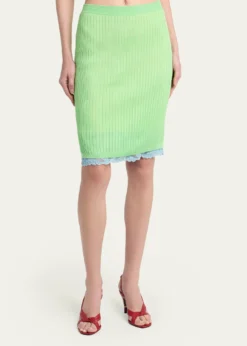 VersaceRibbed Lace Skirt