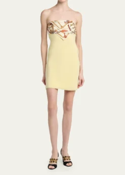 VersaceStrapless Printed Scarf Mini Dress