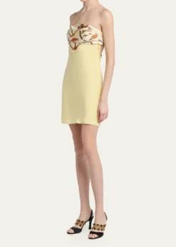 VersaceStrapless Printed Scarf Mini Dress