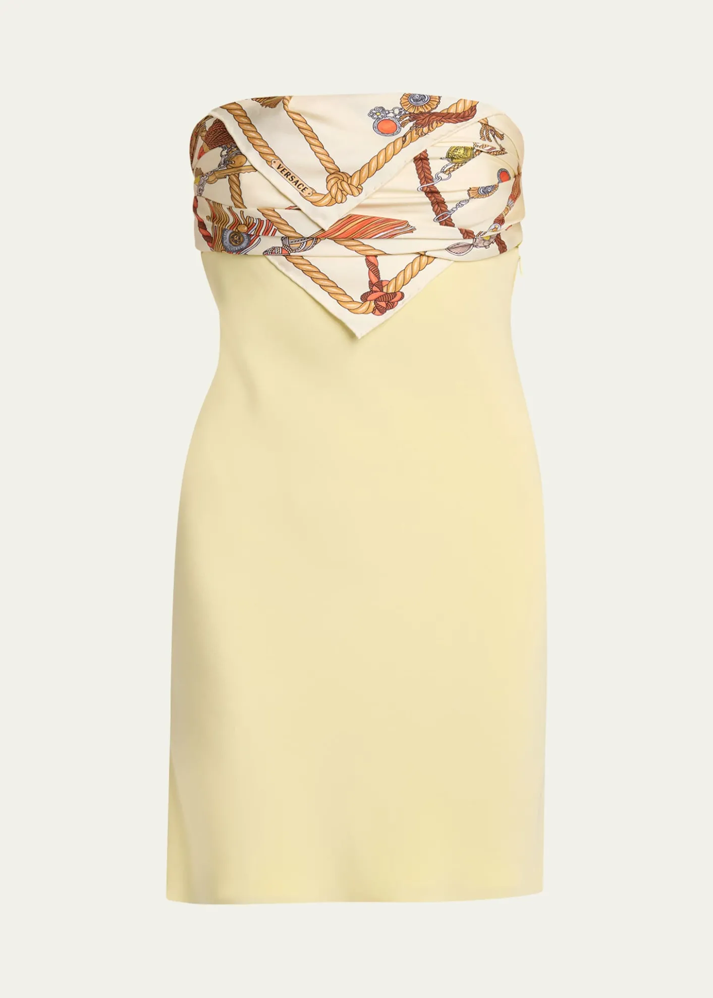 VersaceStrapless Printed Scarf Mini Dress