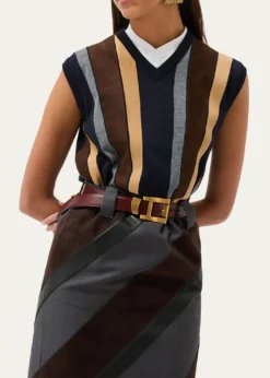 VersaceSuede Patchwork Sweater Vest